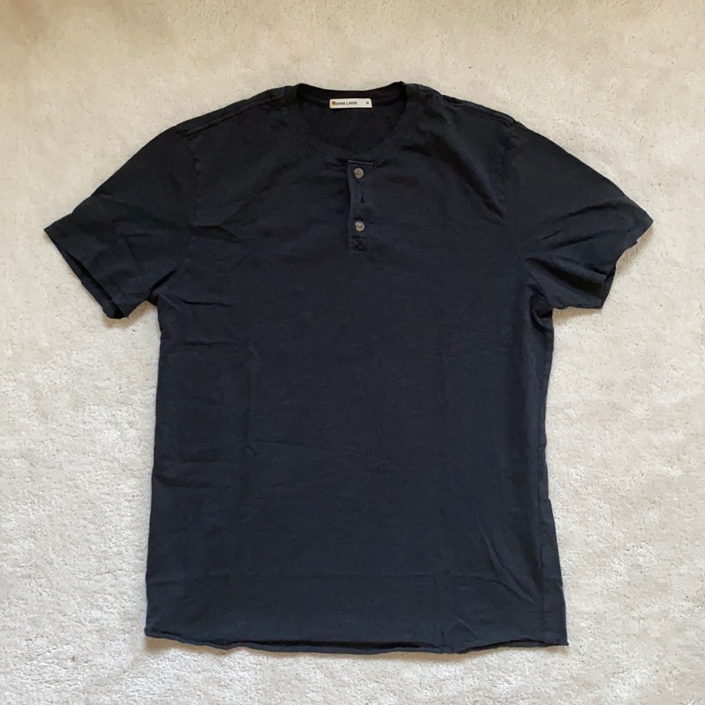 Marine Layer Henley, Black, short sleeve